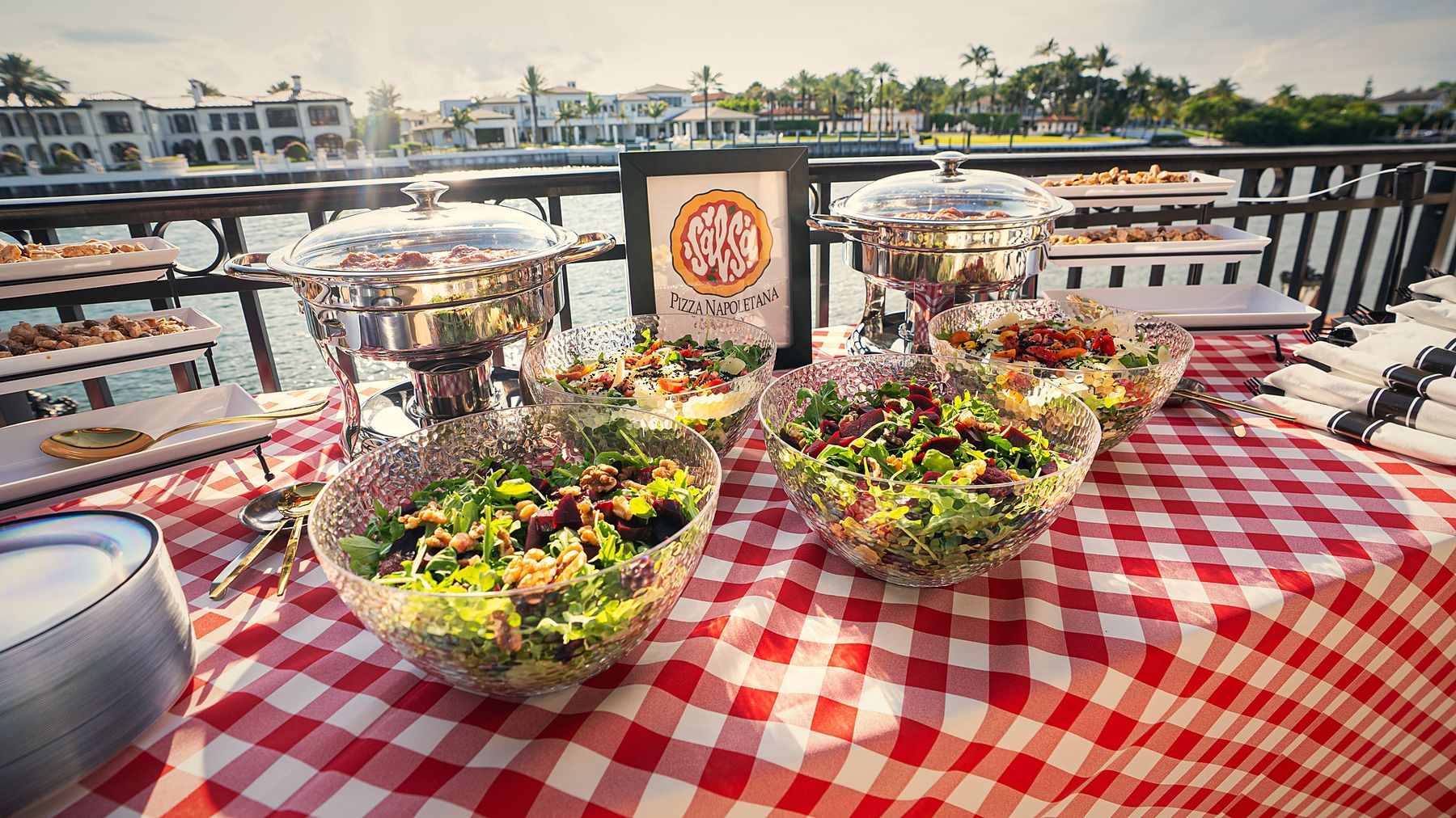 Waterfront private event table set by Mike Bancale